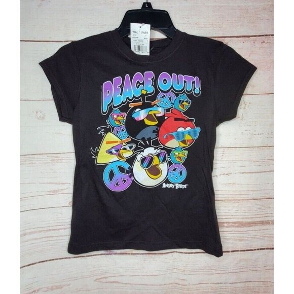 Angry Birds Peace Out Graphics Girls Large (10/12) Black T Shirt 654563746778 - Picture 4 of 9